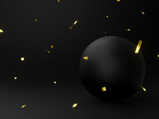 3D illustration. Black ball goal score celebration.