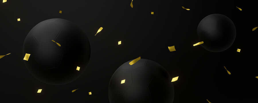 3D illustration. Black ball goal score celebration.