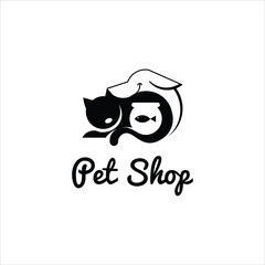 Veterinary Logo Pet Shop Vector Illustration Cute Cartoon Template
