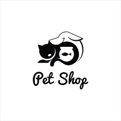 Fototapeta premium Veterinary Logo Pet Shop Vector Illustration Cute Cartoon Template