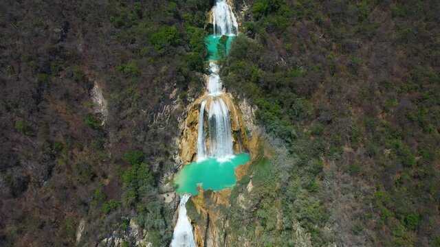 Aerial: El Chiflon Waterfall in Chiapas Mexico