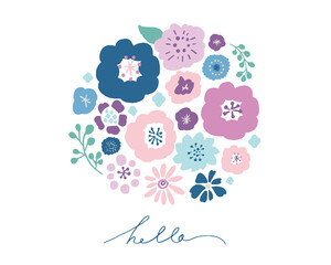 北欧風手書きタッチの花