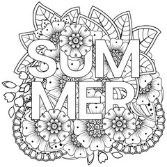 Mehndi flower for henna, mehndi, tattoo, decoration. decorative ornament in ethnic oriental style. doodle ornament. outline hand draw illustration. coloring book page.