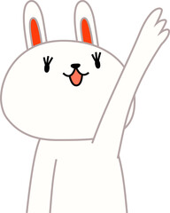 White rabbit that guides you by pointing your finger