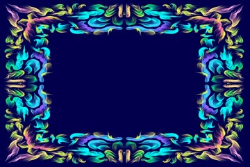 Neon frame. Coloured background for design postcard and packaging. Here you can please your invitation or congratulations 