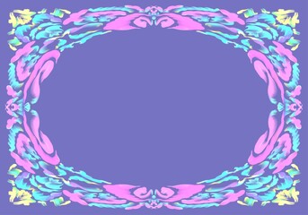 frame of flowers. Shabby chic style .Coloured background for design postcard and packaging 