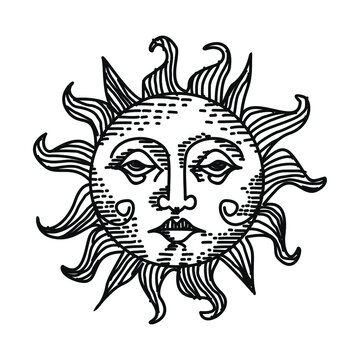 sun face lineart symbol tribal
