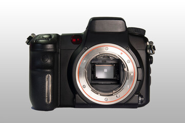 Digital SLR camera showing lens mount and reflex mirror