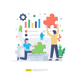 Startup employees teamwork. men and women scenes at office working and make some planning. Business concept illustration of brainstorming, meeting, negotiation, talking to each other