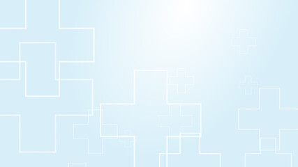Abstract medical white blue cross pattern background.