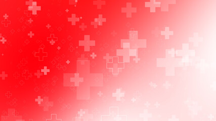 Abstract medical health red white cross pattern background.