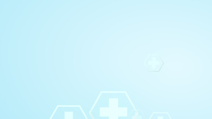 Hexagon cross geometric white pattern medical bright on blue background.