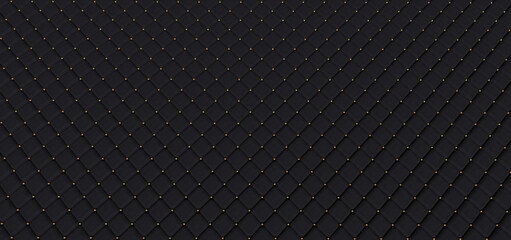 Luxury black background with leather texture of the quilted skin.