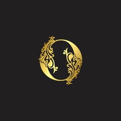 Golden Luxury Letter O Logo Icon. Vector design ornate with elegant decorative style.