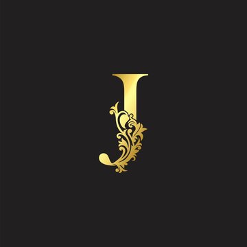Golden Luxury Letter J Logo Icon. Vector design ornate with elegant decorative style.
