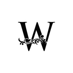 Letter W Logo Icon Template. Black and white vector design swirl ornate elegant decorative style.