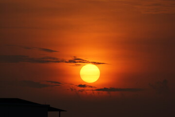 Beautiful Orange sky due to orange sunrise
