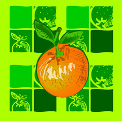 naranja, fruta, fresca, animado, vector, ilustración, jugo, fondo, verde , anaranjado, dibujo, animación, divertido, natural, icono, imagen, delicioso, refrescante