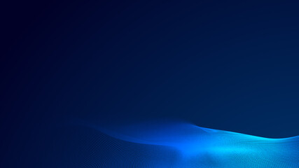 Dot blue wave light screen gradient texture background. Abstract  technology big data digital background. 3d rendering.