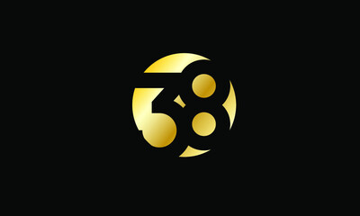 38 Circle Gold Negative Space Number