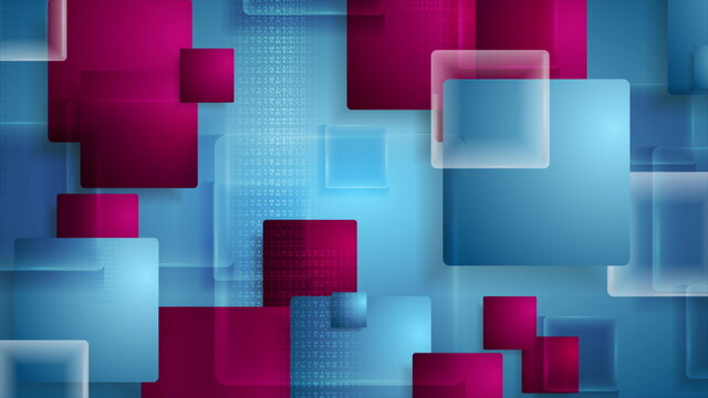 Bright blue and purple glossy squares background