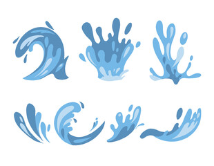 Obraz premium Blue waves and Water splashes collection