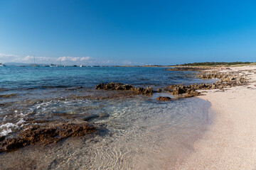 Beaches of the Island of Formentera in the Balearic Islands in Spain.