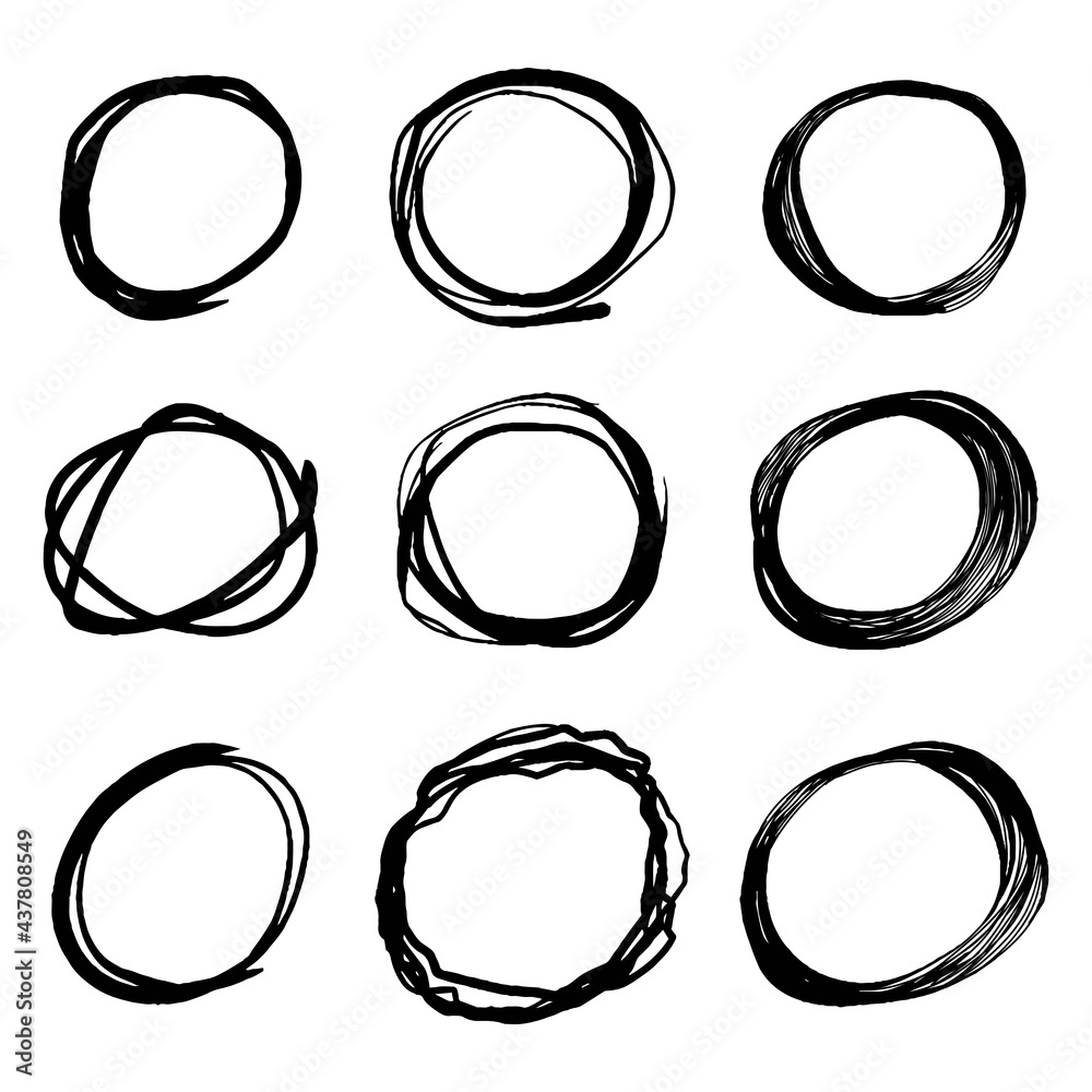 Poster hand drawn scribble line circles. doodle circular for message note mark design element. vector illus