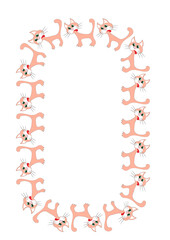 Frames of stylized cats on a white sheet of A4 format, surreal, graphics