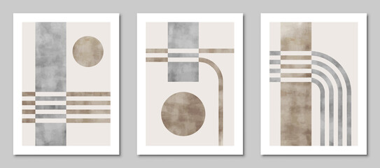 Set of abstract art geometric, watercolor backgrounds. Modern  composition, design for cover, wallpaper,  home decoration, wall art.