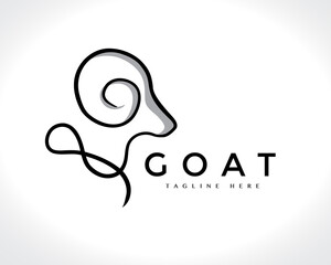 Obraz premium line art head goat logo design illustration
