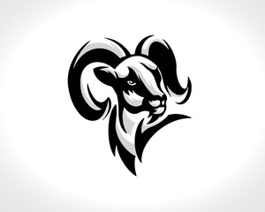 head goat drawing art logo design template illustration