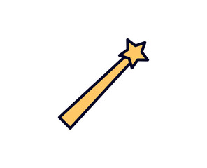 Magic wand flat icon. Single high quality outline symbol for web design or mobile app.  Holidays thin line signs for design logo, visit card, etc. Outline pictogram EPS10