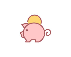 Money pig flat icon.