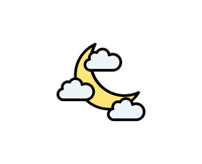 Moon premium line icon. Simple high quality pictogram. Modern outline style icons. Stroke vector illustration on a white background. 