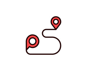 Route line icon. Vector symbol in trendy flat style on white background. Travel sing for design.
