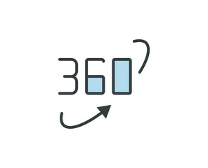 360 premium line icon. Simple high quality pictogram. Modern outline style icons. Stroke vector illustration on a white background. 