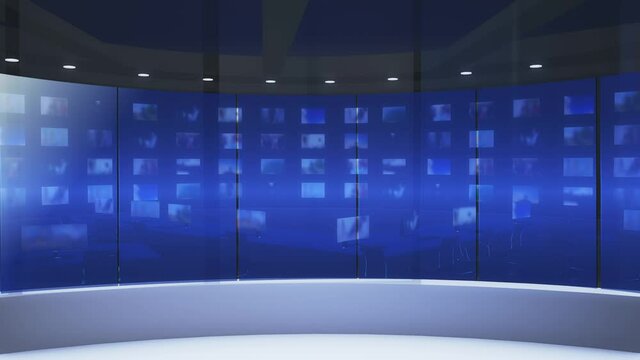 background video for news broadcast. TV broadcast studio control room is suitable for use as a background for the broadcaster or news presenter.