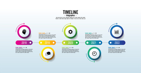 Presentation business infographic timeline circle colorful with 5 step