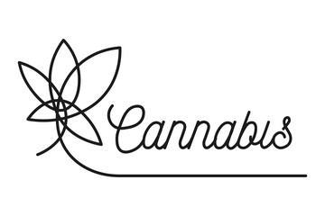 Black Cannabis leaf sign logo Illustration on white
