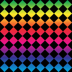 Seamless pattern. Black background with colorful rhombuses . Vector illustration.