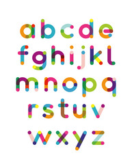 Colorful fun bright rainbow gender neutral  alphabet vector print font illustration 
