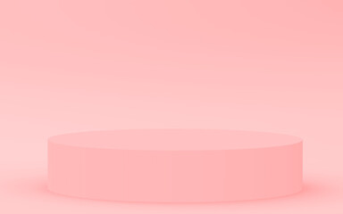 Abstract 3d pink color cylinder podium minimal studio background.