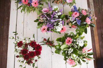 Fototapeta na wymiar floral workshop, creating flower arrangements