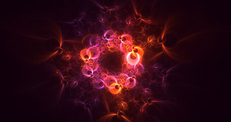 3D rendering abstract red fractal light background