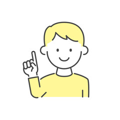指差しポーズをする男の子　Illustration of a boy doing a pointing pose. 