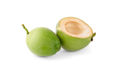 water drop green coconut isolated on white background