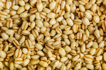 Cooked bulgur wheat texture pattern. Top view.