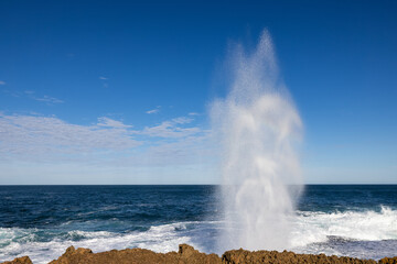 Gist and spray at Blow Hole near Carnarvon, Western Australia