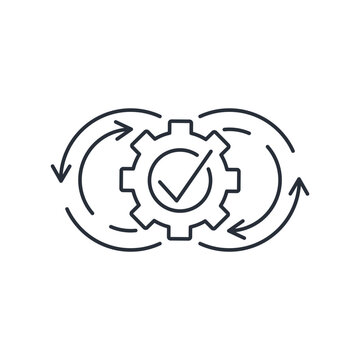 Constant changes. A continuous stream of improvements and updates. Integration adaptation system. Vector linear icon isolated on white background.